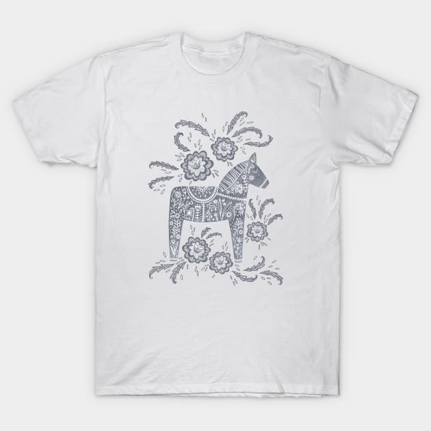 Swedish Dala Horse (Gray) T-Shirt by NicSquirrell